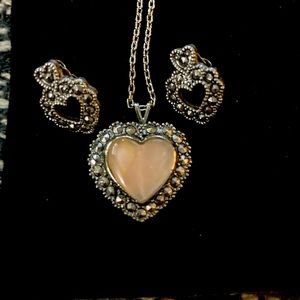 Heart necklace with matching earrings